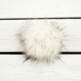 Eco fur pompom 12 cm - melange white