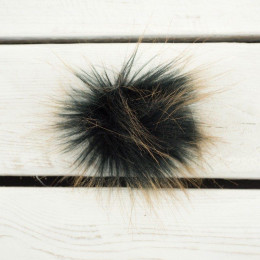 Eco fur pompom 6 cm - melange black-ginger