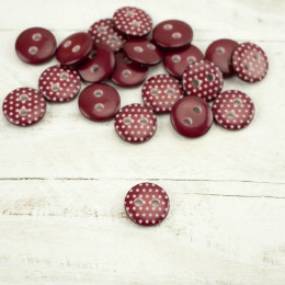 Plastic button with dots small - maroon