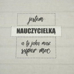 I’m a teacher, what’s your superpower? / grey - Cotton woven fabric panel