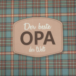 Der beste Opa der Welt/ check retro- Cotton woven fabric panel (50cmx75cm)