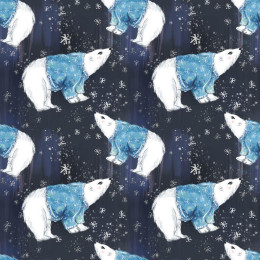 WHITE BEARS IN SWEATERS / navy (ENCHANTED WINTER)
