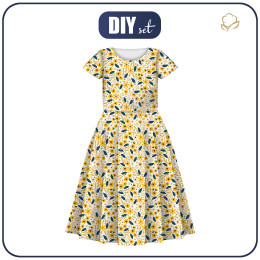 KID'S DRESS "MIA" - SMALL FLOWERS pat. 2 / white - sewing set