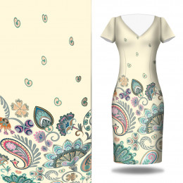 FLOWERS (pattern no. 1) / ecru - dress panel Cotton muslin