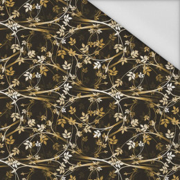 LEAVES pat. 2 (gold) / black - Waterproof woven fabric