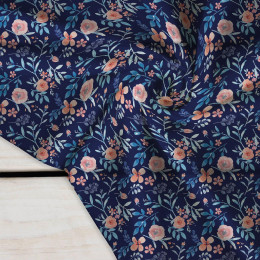 PAINTED PEONIES / navy - Crepe