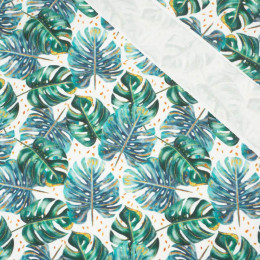 MONSTERA pat. 4 / white  - single jersey with elastane 