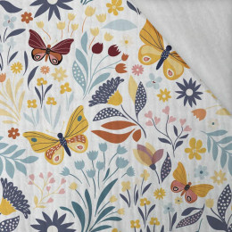 FOLK BUTTERFLIES / white - Cotton muslin