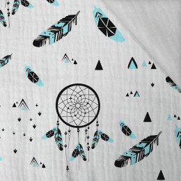 DREAM CATCHERS / aqua - Cotton muslin