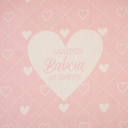 Najlepsza Babcia na Świecie/ hearts and rhombuses - Cotton woven fabric panel (50cmx75cm)
