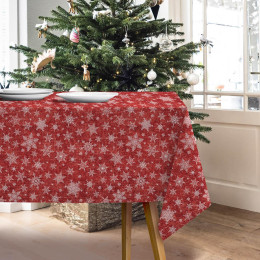 SNOWFLAKES PAT. 2 / ACID WASH RED - Woven Fabric for tablecloths