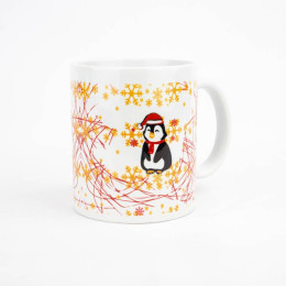 MUG WITH PRINT - PENGUIN SANTA 2.0 / red