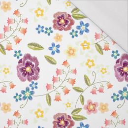 FLOWERS / white - single jersey with elastane 