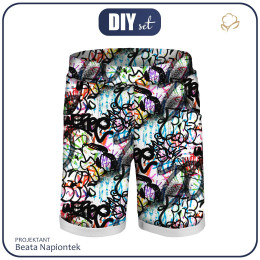 KID`S SHORTS (RIO) - STREET ART pat. 4 - looped knit fabric 
