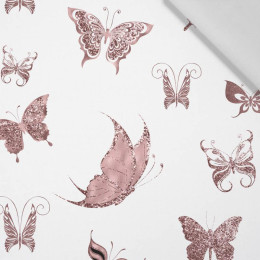 BUTTERFLIES (GLITTER BUTTERFLIES) / white - Cotton woven fabric