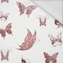 BUTTERFLIES (GLITTER BUTTERFLIES) / white - Waterproof woven fabric