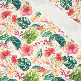 50cm TROPICAL JUNGLE / white - single jersey with elastane 