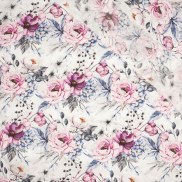WATERCOLOR BOUQUET Pat. 4 - viscose woven fabric