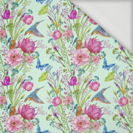 MINI KINGFISHERS AND BUTTERFLIES (KINGFISHERS IN THE MEADOW) / mint - Viscose jersey