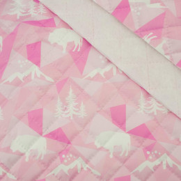 40cm PRIMEVAL FOREST (adventure) / pink - Quilted nylon fabric 
