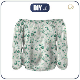 Bardot neckline blouse SOFIA - EUCALYPTUS - sewing set  M