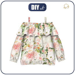 Bardot neckline blouse (VIKI) - PASTEL GARDEN - sewing set