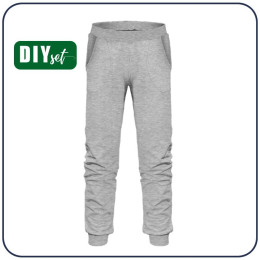 CHILDREN'S JOGGERS (LYON) - M-01 melange light grey - looped knit fabric 