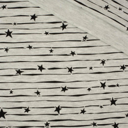 STARS ON THE STRIPES / melange light gray - Single jersey with elastane 
