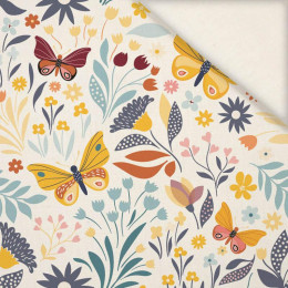 FOLK BUTTERFLIES / ecru - Linen with viscose