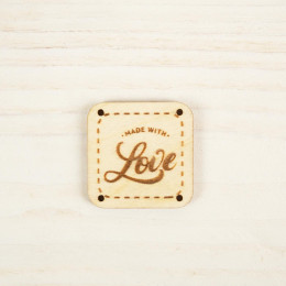 Wooden label square - MADE WITH LOVE / PAT. 5