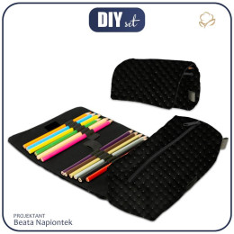 YOGI pencil case - BLACK / dotted velour