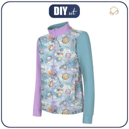 "MAX" CHILDREN'S TRAINING JACKET - PLANETS AND ROCKETS pat. 2 (CUTIES IN THE SPACE) - knit with short nap