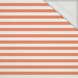 STRIPES 1x1 - acid ecru / acid red - looped knit fabric