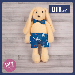 SHORTS + BOW TIE FOR BUNNY - LIZARDS / blue - sewing set