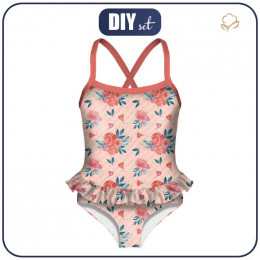 Girl's swimsuit - ROSES AND PEONIES pat. 6