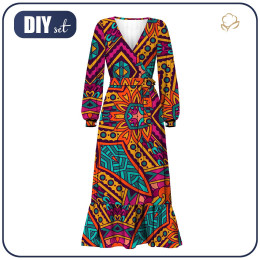 WRAP FLOUNCED DRESS (ABELLA) - COLORFUL MANDALA pat. 1 - sewing set