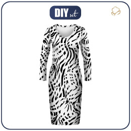 PENCIL DRESS (ALISA) - BLACK AND WHITE ABSTRACTION - sewing set
