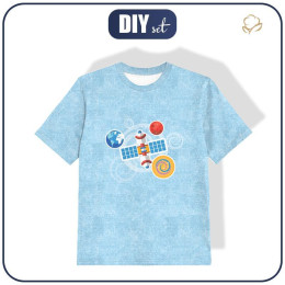 KID’S T-SHIRT (104/110) - SATELLITE (SPACE EXPEDITION) / ACID WASH LIGHT BLUE - single jersey 