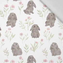 GREY BUNNIES pat. 3 (PASTEL BUNNIES) - Cotton woven fabric