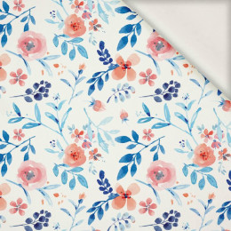 PAINTED PEONIES / white - viscose woven fabric