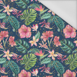 TROPICAL JUNGLE / dark blue - Waterproof woven fabric