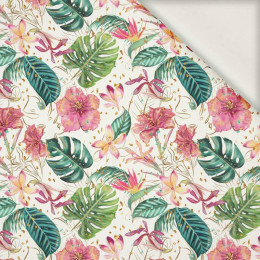 TROPICAL JUNGLE / white - viscose woven fabric