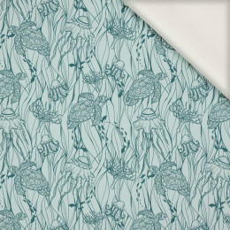 TURTLES AND JELLYFISH (BLUE PLANET) - viscose woven fabric