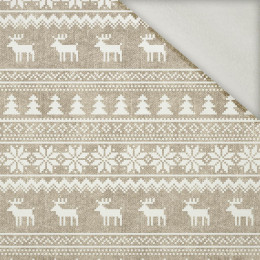 61cm REINDEERS PAT. 2 / ACID WASH BEIGE - brushed knit fabric with teddy