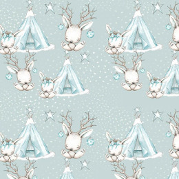 ANIMALS IN TIPI / light blue (MAGICAL CHRISTMAS FOREST)