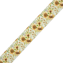 Woven printed elastic band - PASTEL SUNFLOWERS PAT. 3 / Choice of sizes