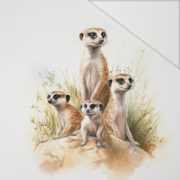 WATERCOLOR MEERKAT - panel (75cm x 80cm) Hydrophobic brushed knit