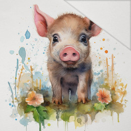 WATERCOLOR PIGGY - panel (75cm x 80cm) Hydrophobic brushed knit