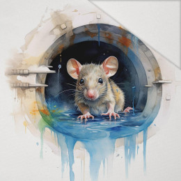 WATERCOLOR RAT - panel (75cm x 80cm) Hydrophobic brushed knit