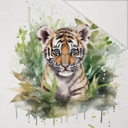 WATERCOLOR TIGER - panel (75cm x 80cm) Hydrophobic brushed knit